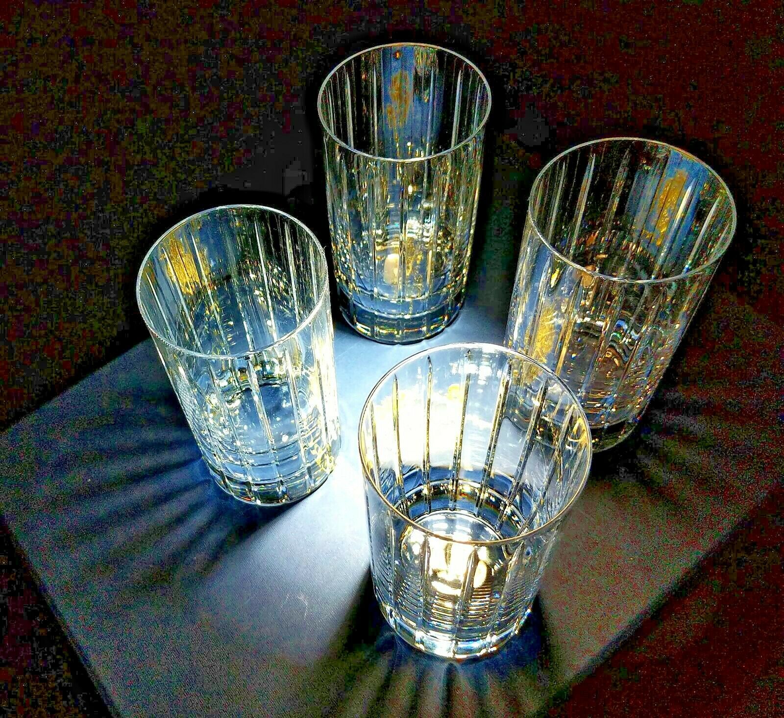 Faberge Atelier Crystal Collection  Highball Glasses set of 4 NIB  5 1/4" H x 2 7/8" W