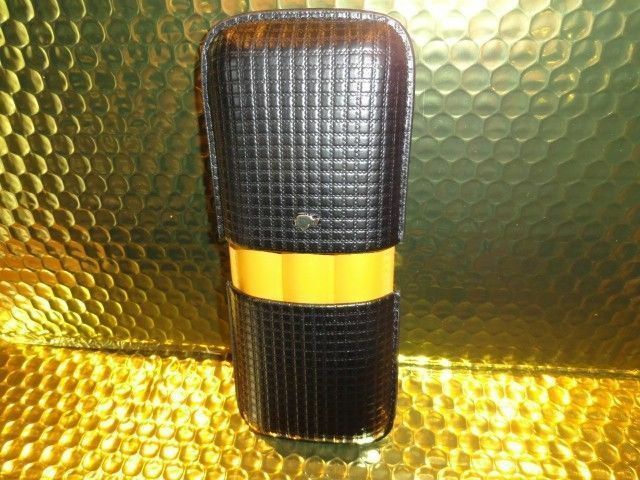 Black & Gold Leather Carrying Case