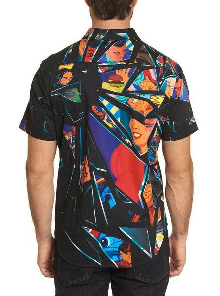 Robert Graham Shattered Sleeve Printed Sport Shirt Classic Fit medium
