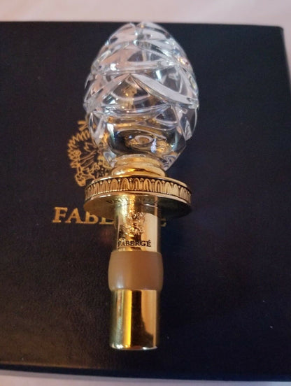 Faberge Clear Etched  Crystal  Bottle Stopper