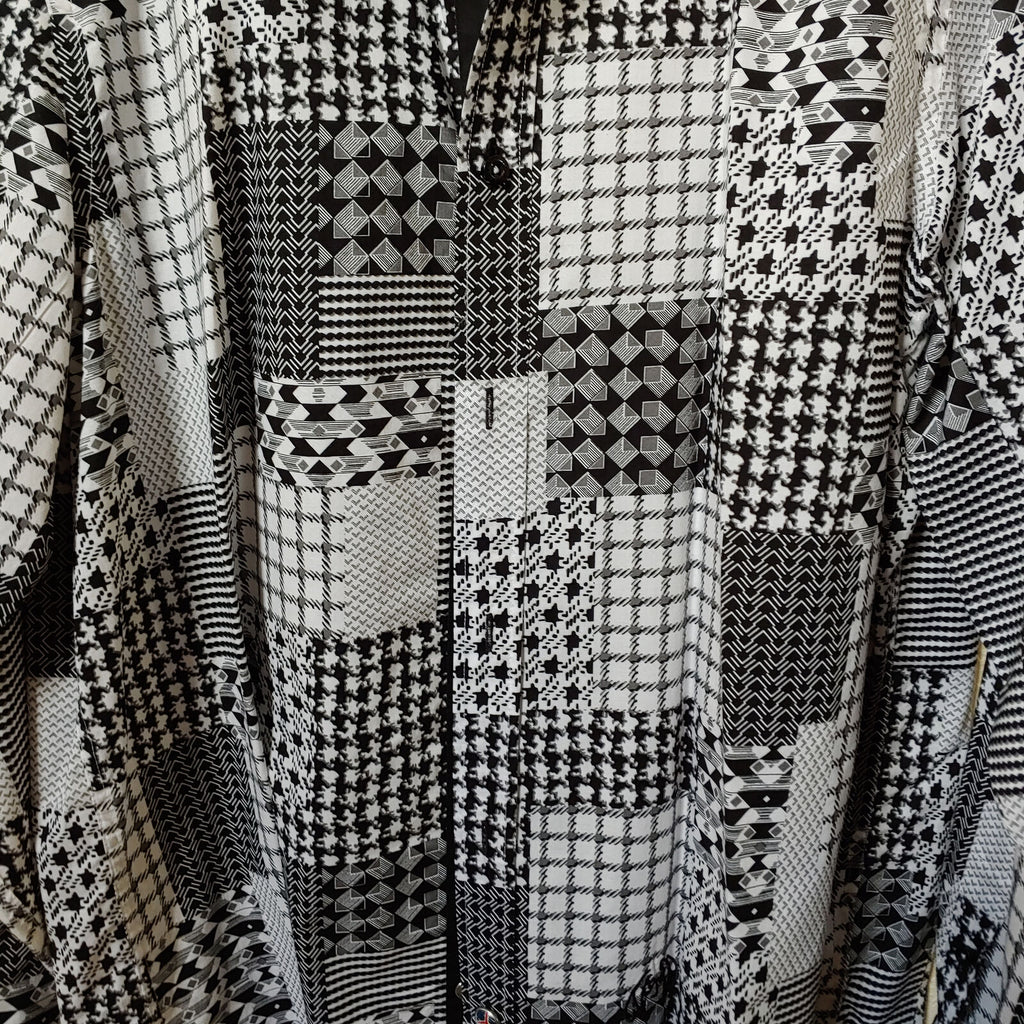 John Lennon | Men's Black and White Patterned Long sleeve Button down  Shirt