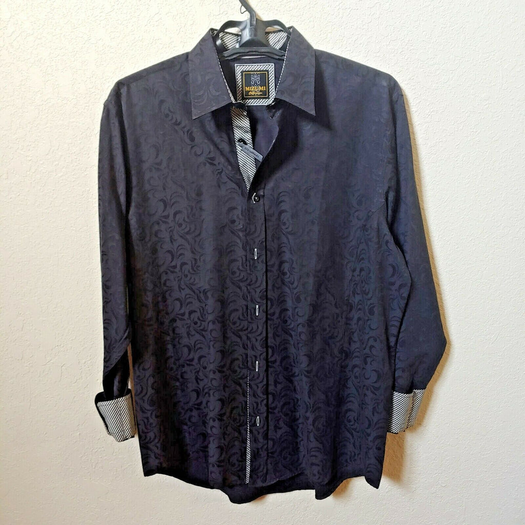 Mizumi Collegioni | Men's Black Longsleeve Casual Buttondown Shirt