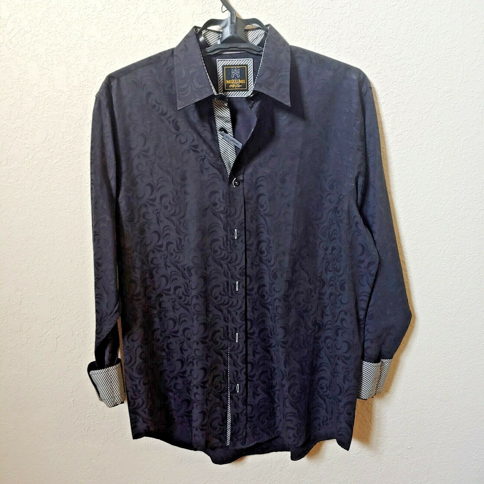 Mizumi Collegioni | Men's Black Longsleeve Casual Buttondown Shirt