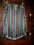 Robert Graham Bold Multi-Stripe Long Sleeve Shirt Size Medium