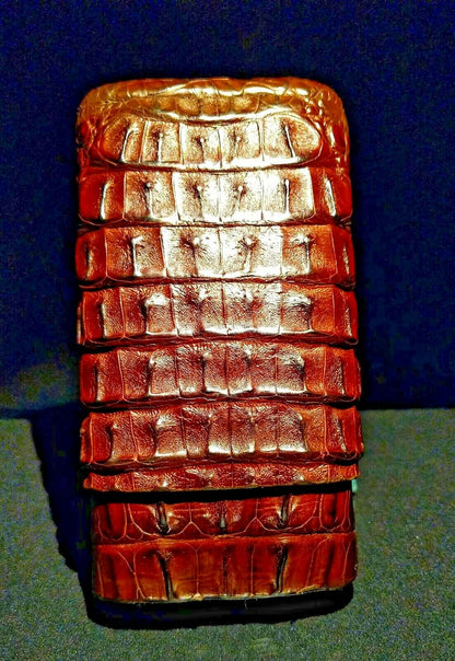 Brizard and Co Brown Croco Pattern  Case, Cutter and Lighter Combo