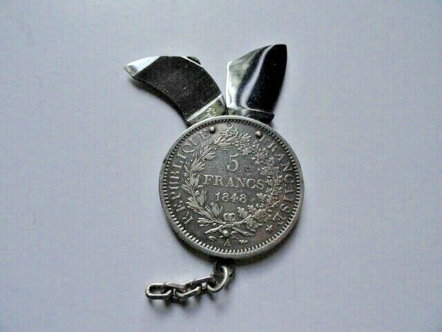 VINTAGE ELOI PERNET FRANCE 1868 SILVER COIN POCKET KNIFE