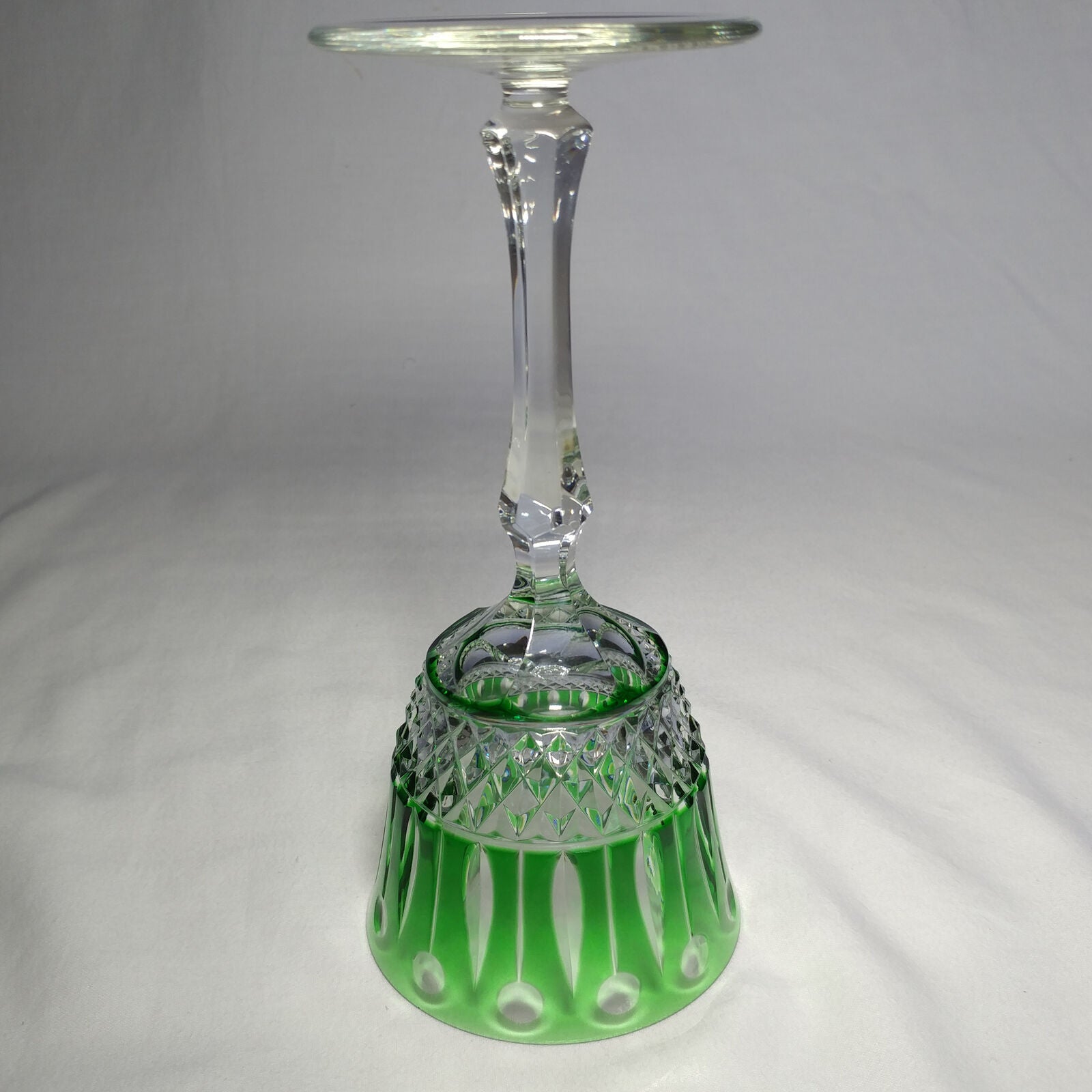 Faberge Xenia  Emerald Green Cut to Clear Crystal Glass Signed