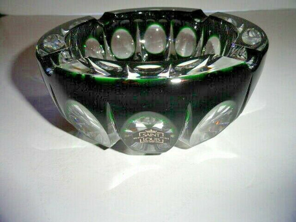 Saint-Louis Crystal Ashtray Emerald Green 6" diameter