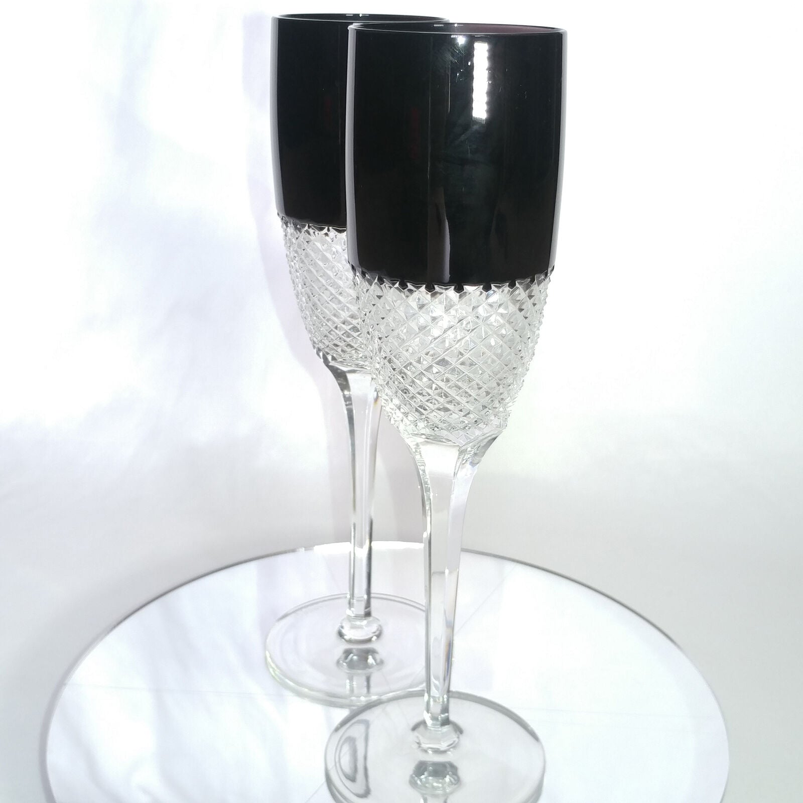 Faberge Flutes in Amethyst Diamond pattern in the original box