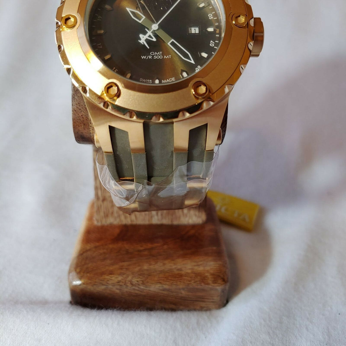 INVICTA SUBAQUA QUARTZ - GOLD CASE W/GOLD OLIVE GREEN TONE STAINLESS STEEL BAND