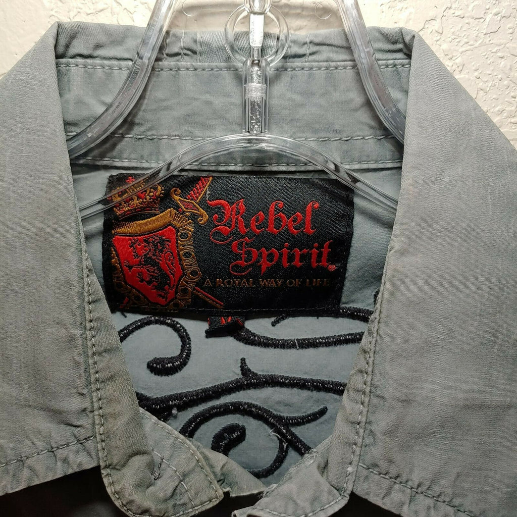 Rebel Spirit Gray Brigade Men's Medium Button-Down Long sleeve Shirt