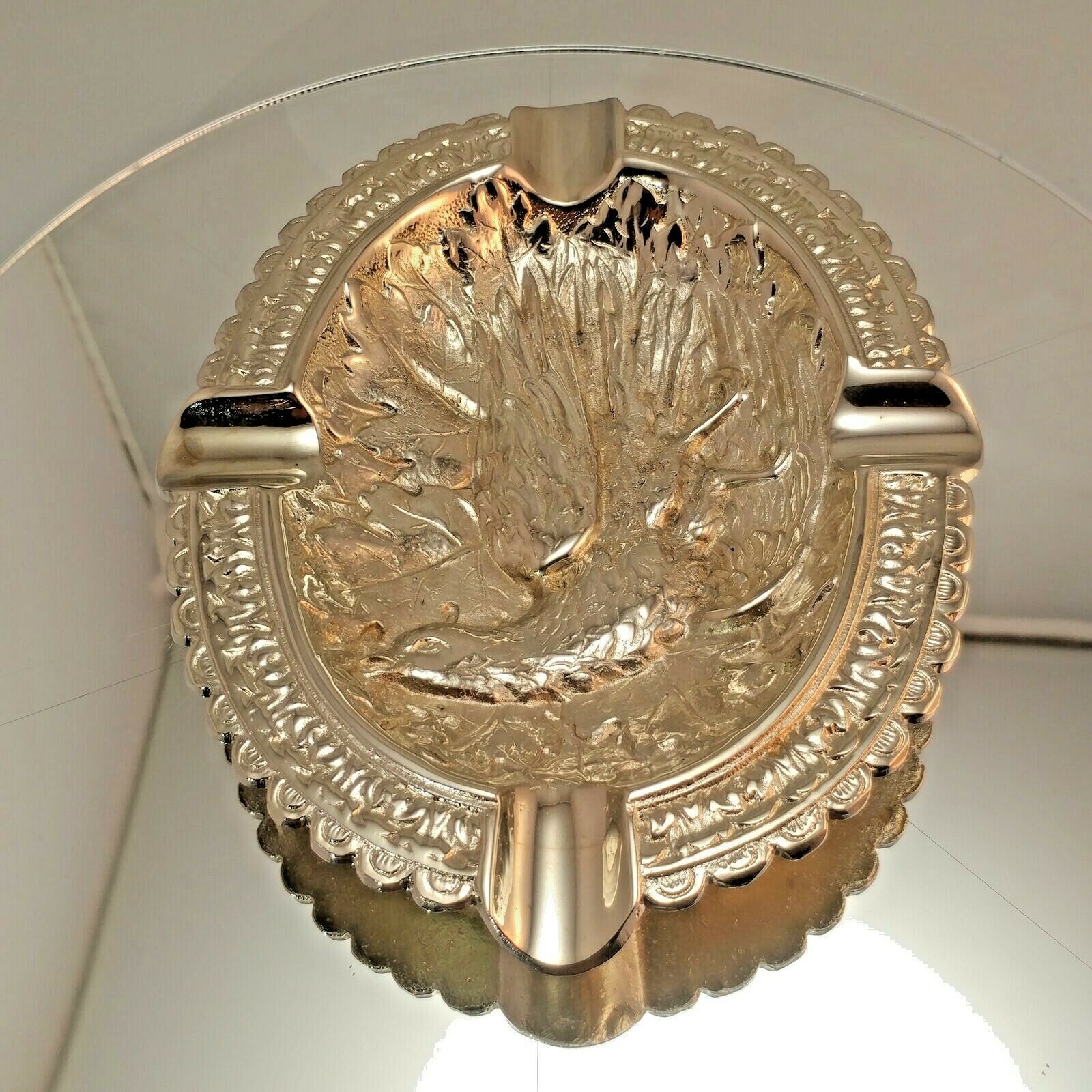 BIRD STYLE BRASS CHROME PLATED ASHTRAY