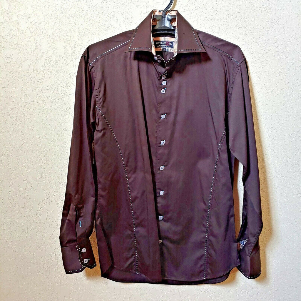 Deluxe Collection | Men's Black long sleeve Button down Casual Shirt | Sz. 3