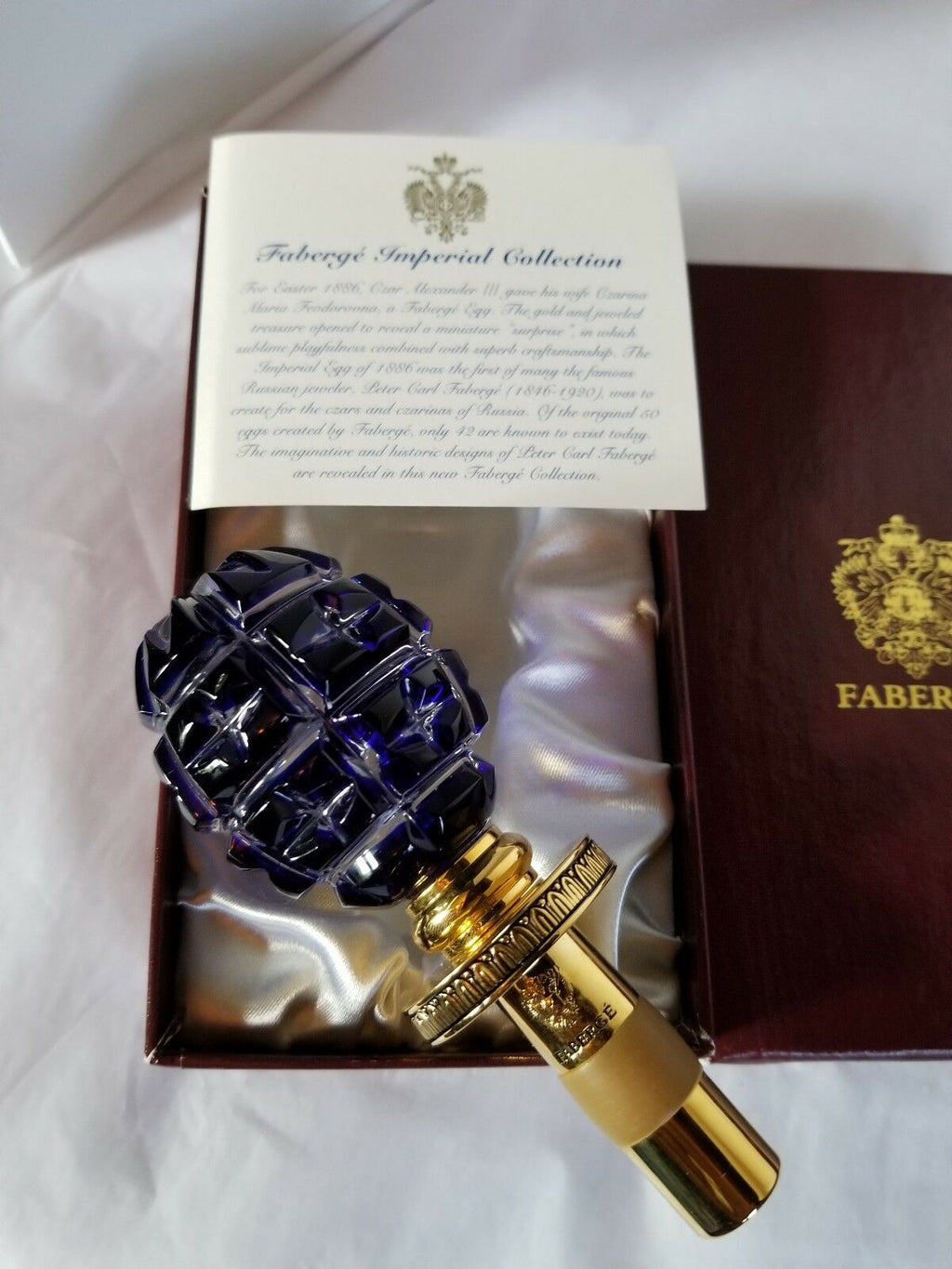 Faberge Blue Crystal Bottle Stopper