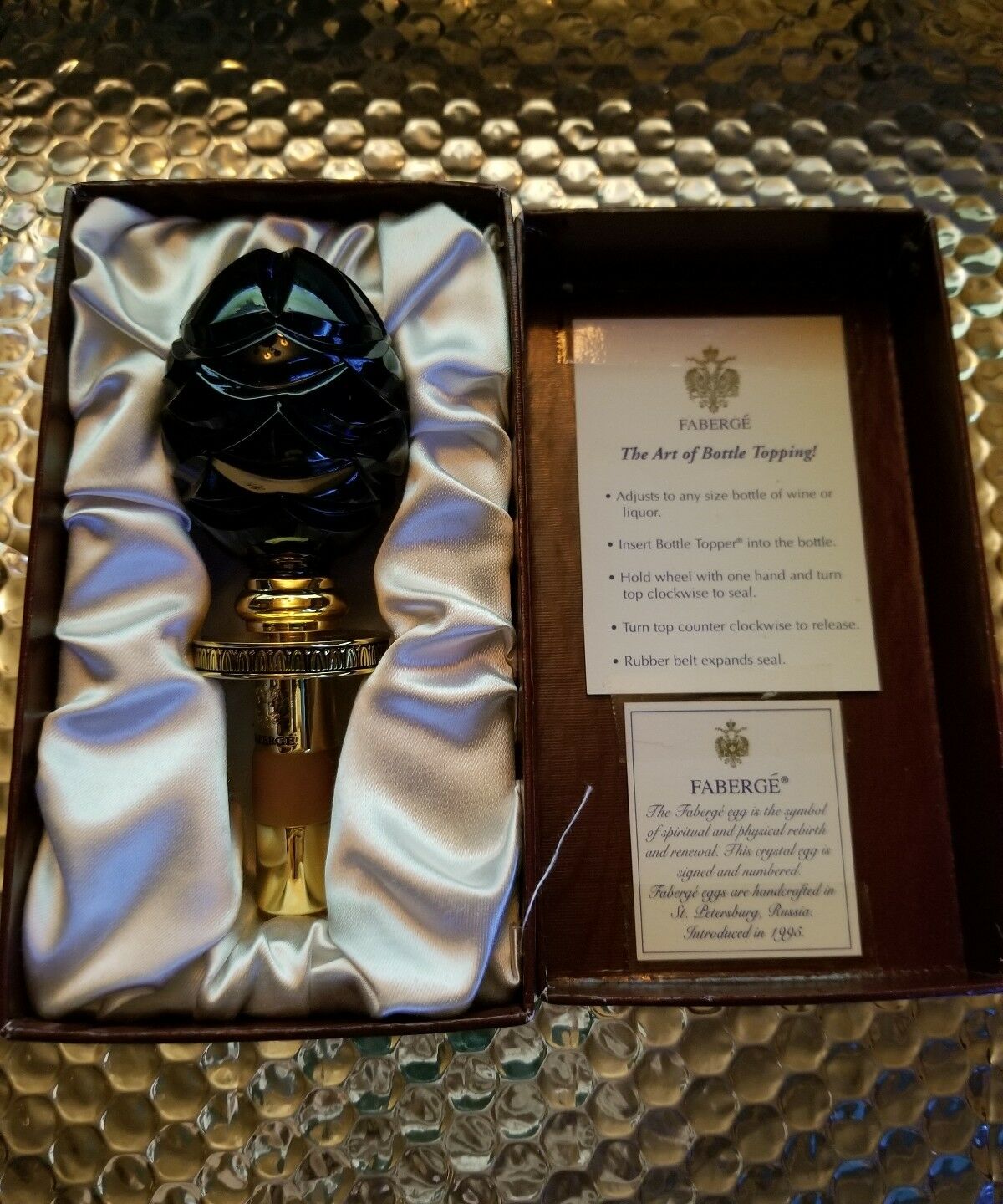 Faberge Blue Crystal Bottle Stopper