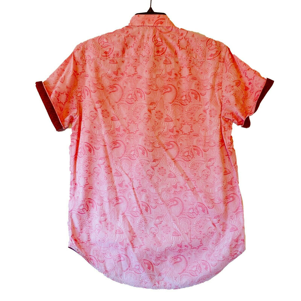 Robert Graham Short Sleeve Pink Floral Printed Sport Shirt Classic Fit - Medium