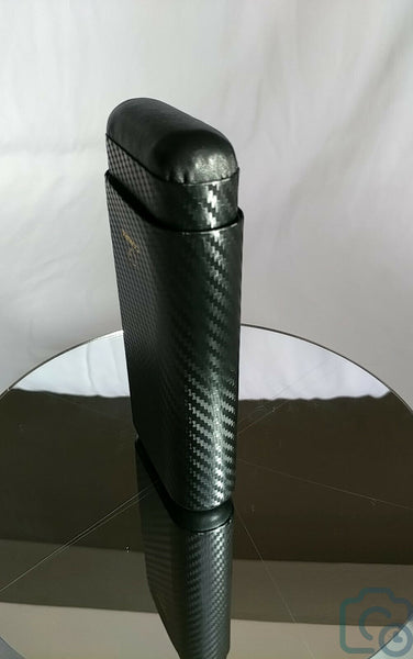 Wood Portable Black Carbon Fiber Cigar Case Outdoor 3 Tubes Travel Humidor