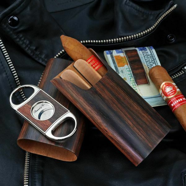 Brizard and Co. - The "Show Band" 3 Cigar Case - Macassar Ebony