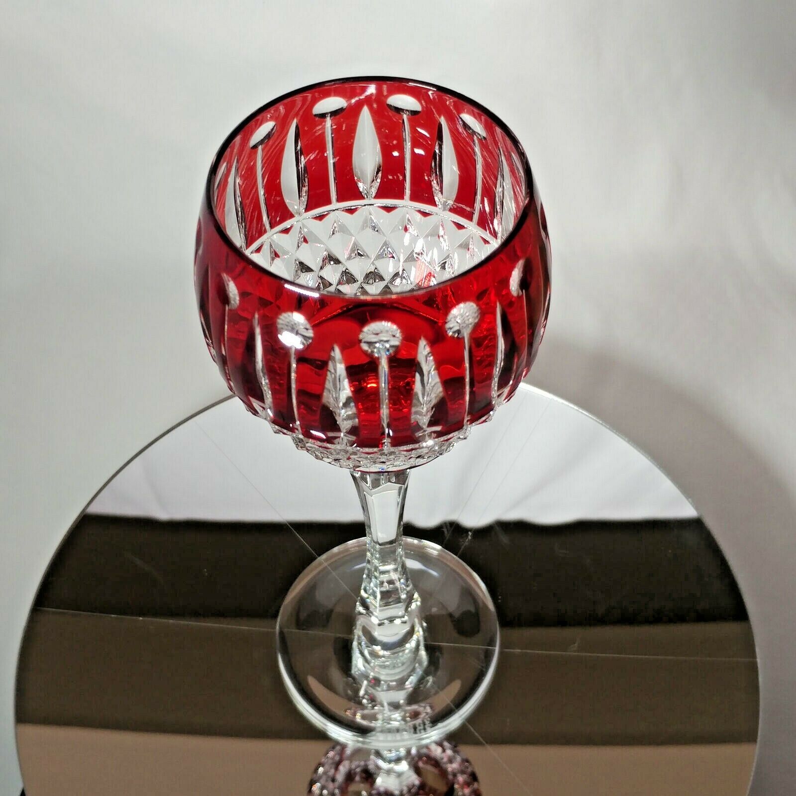 FABERGE XENIA  IMPERIAL RED CASED CUT TO CLEAR CRYSTAL GOBLET | SINGLE