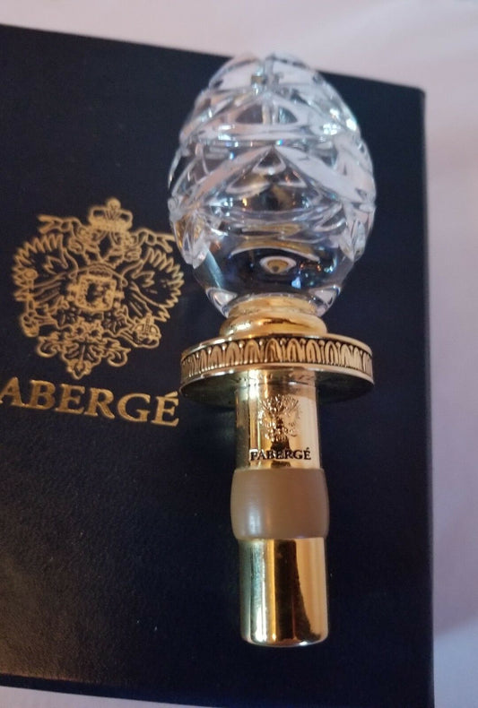 Faberge Clear Etched  Crystal  Bottle Stopper