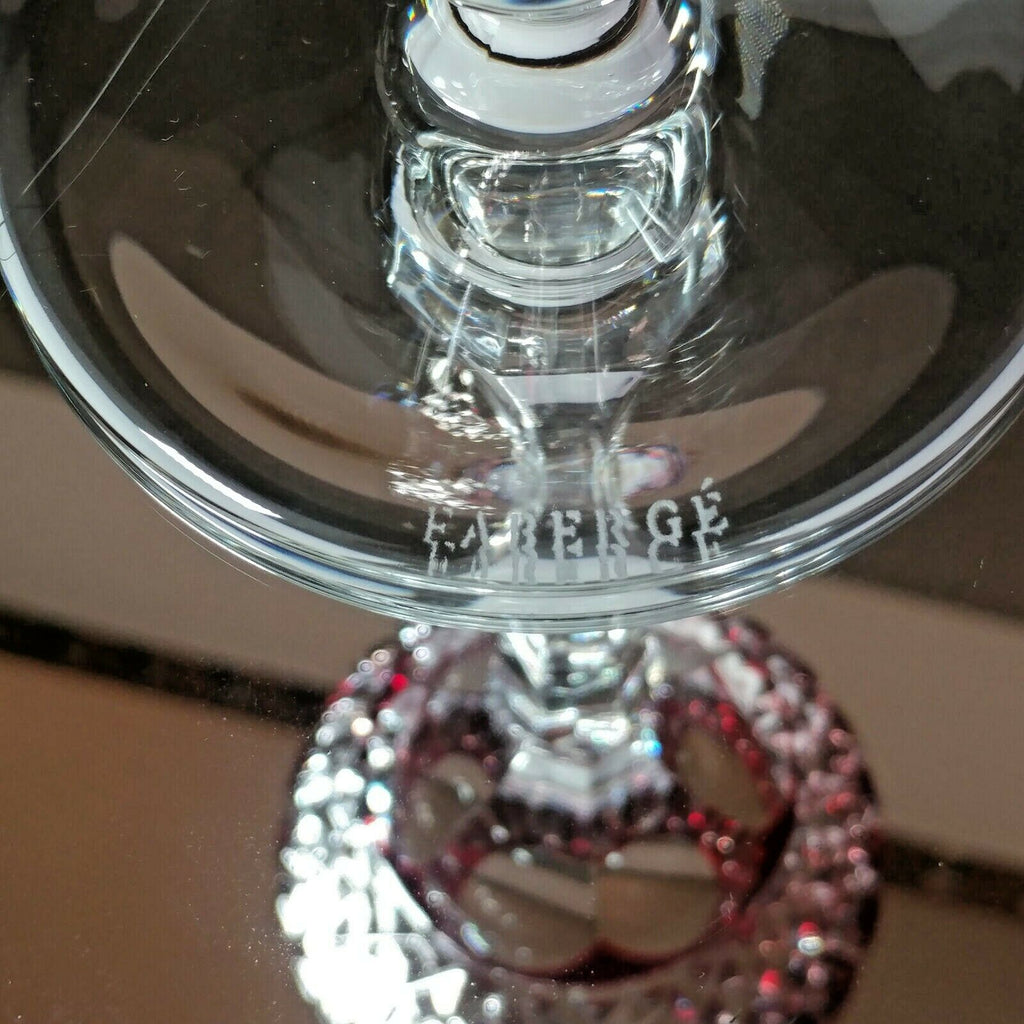 FABERGE XENIA  IMPERIAL RED CASED CUT TO CLEAR CRYSTAL GOBLET | SINGLE