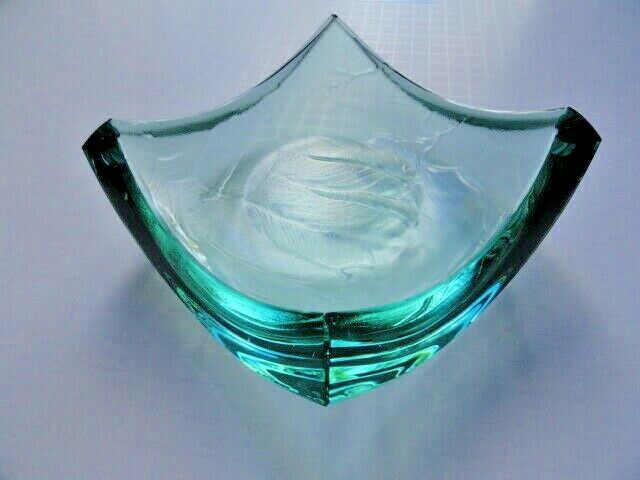 Stephen Schlanser Jade Art Glass Bowl Brush Stokes