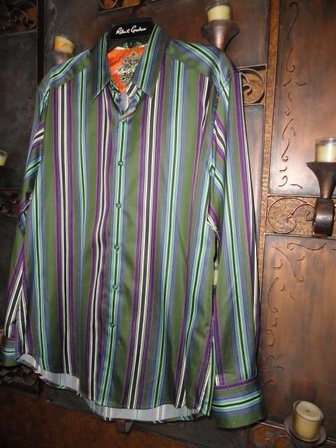 Robert Graham Bold Multi-Stripe Long Sleeve Shirt Size Medium