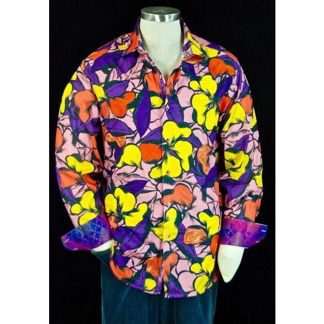 Robert Graham Sacaton Bold Floral Print Shirt — Medium