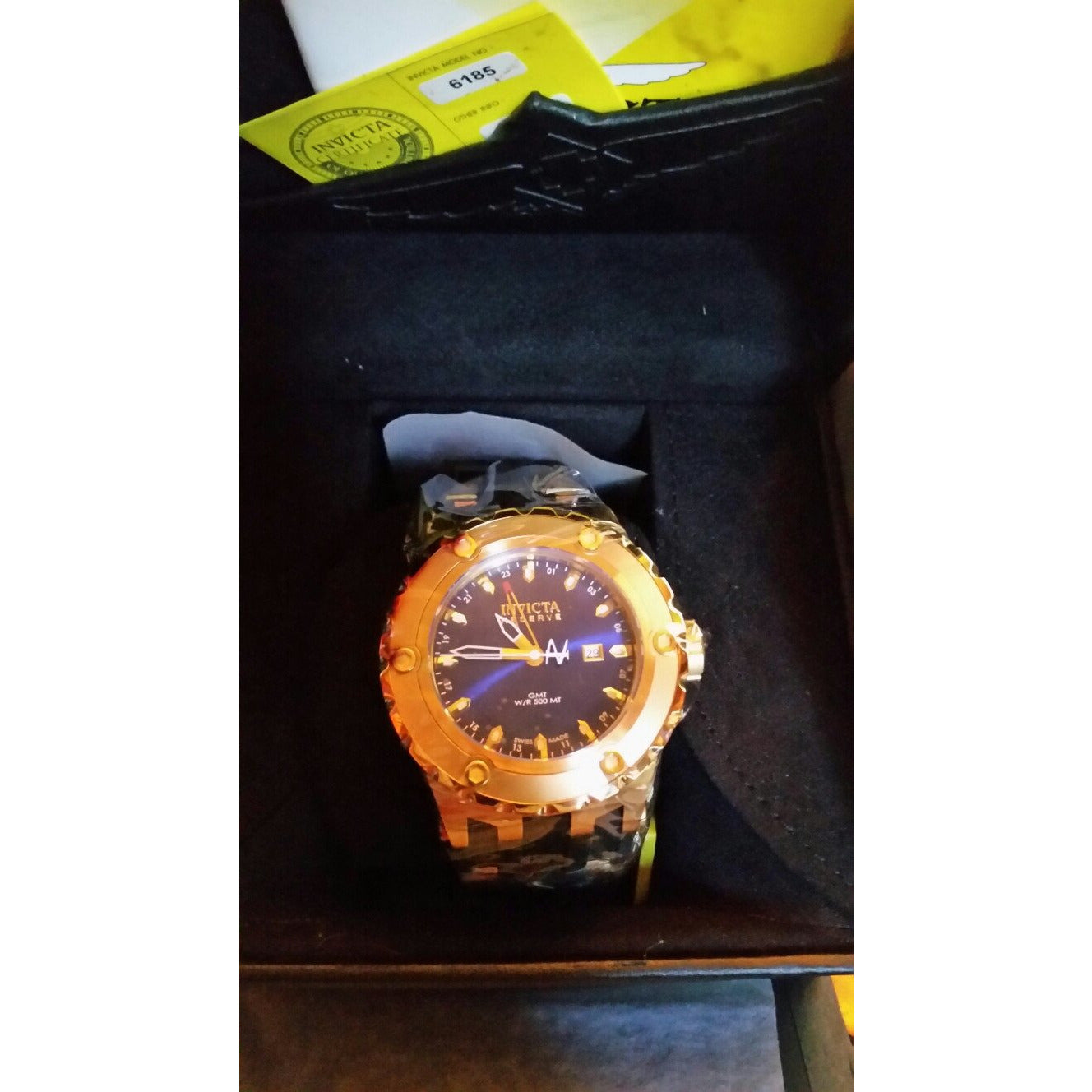 Invicta Men's 6185 Reserve Collection GMT 18k Gold-Plated Stainless Steel Black Rubber Band