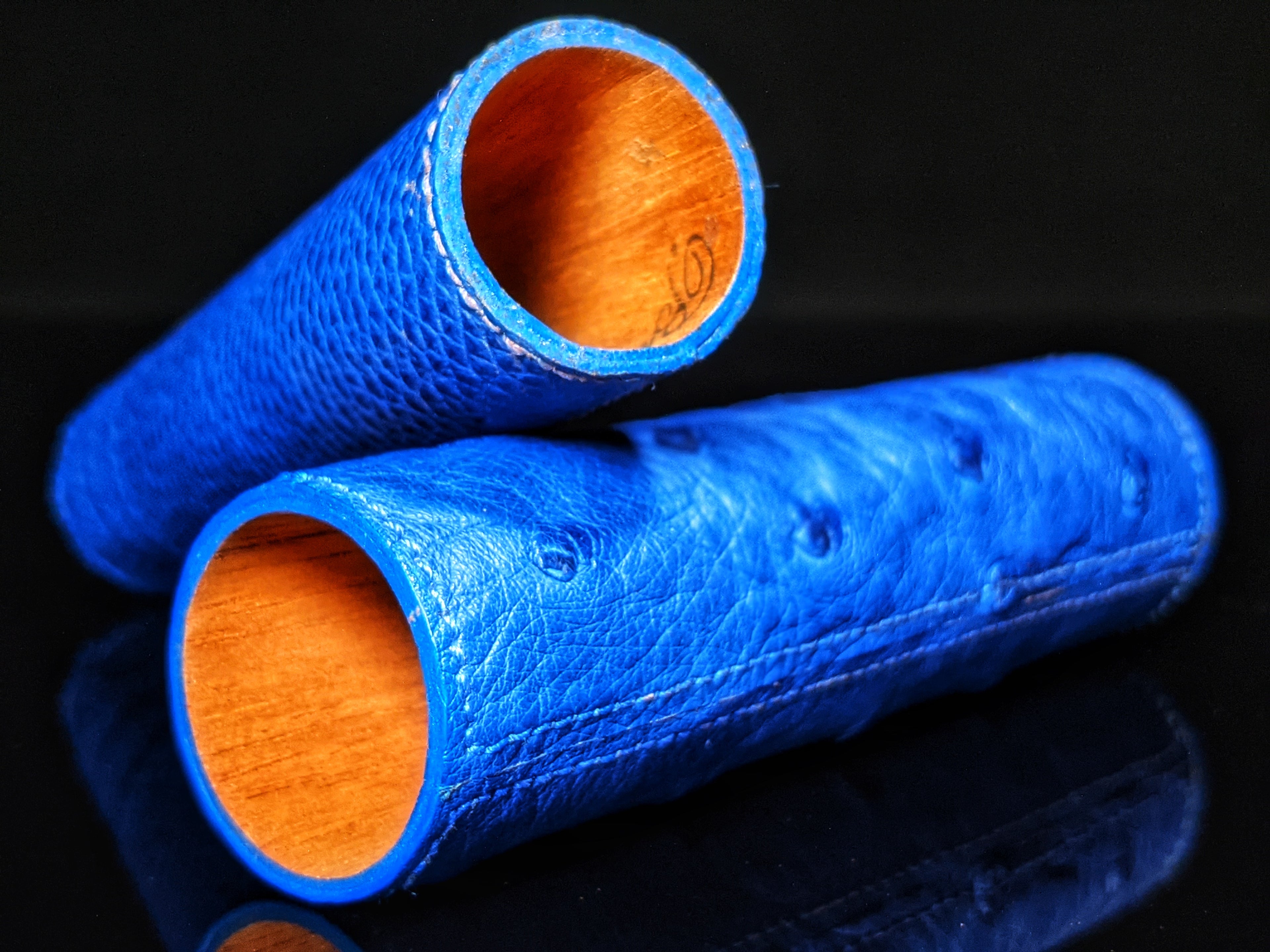 Brizard and Co Blue Ostrich Single Cigar Tube Holder