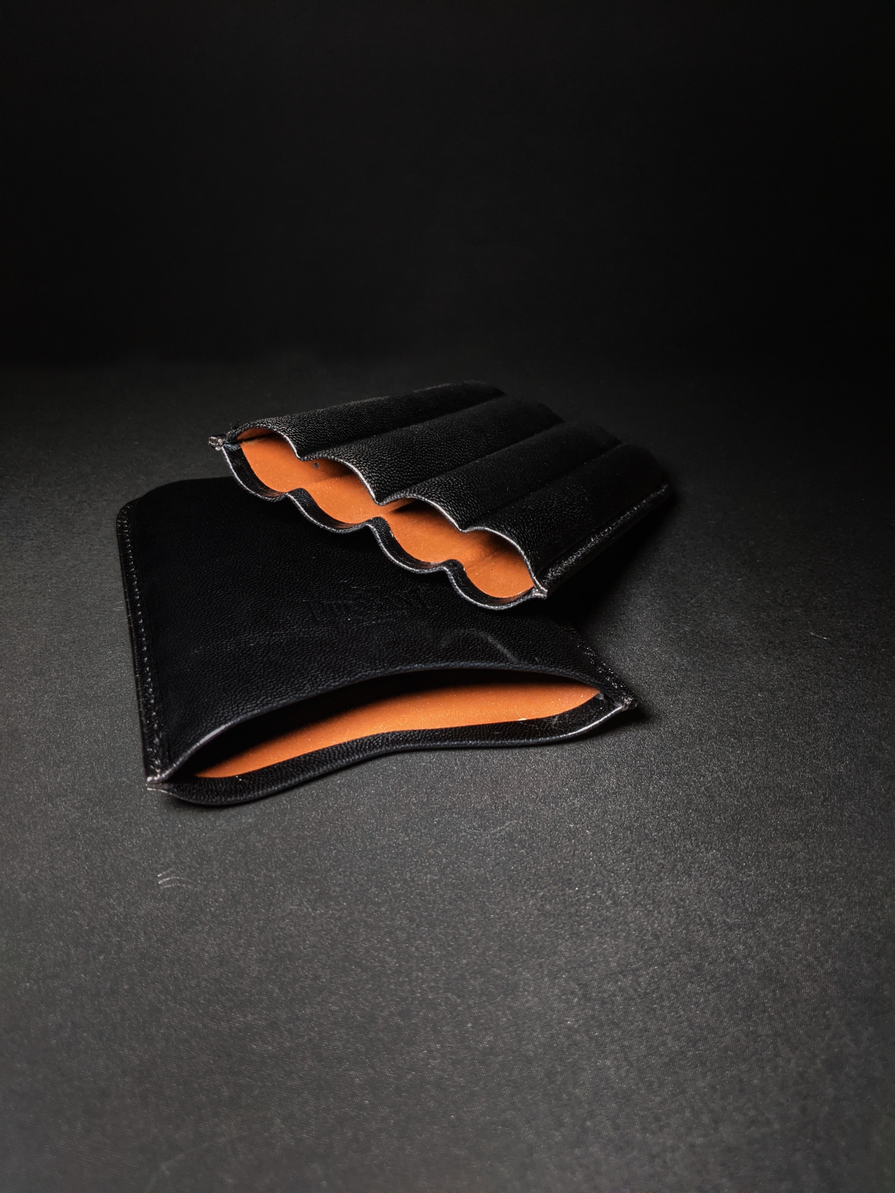 Pheasant Black Cabra Leather Cigar Holder Case