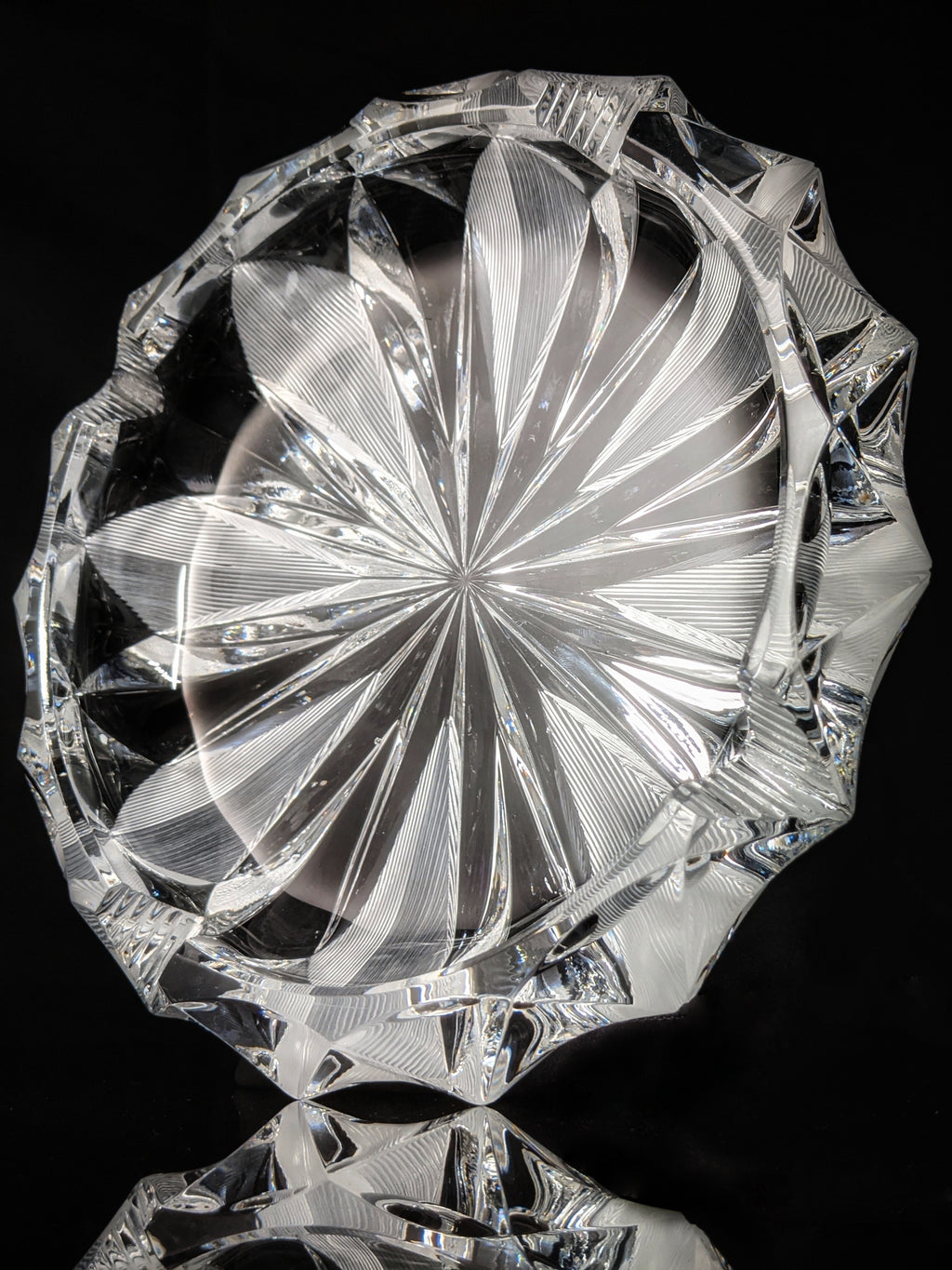 Cut Glass Round Ashtray 8" Diameter