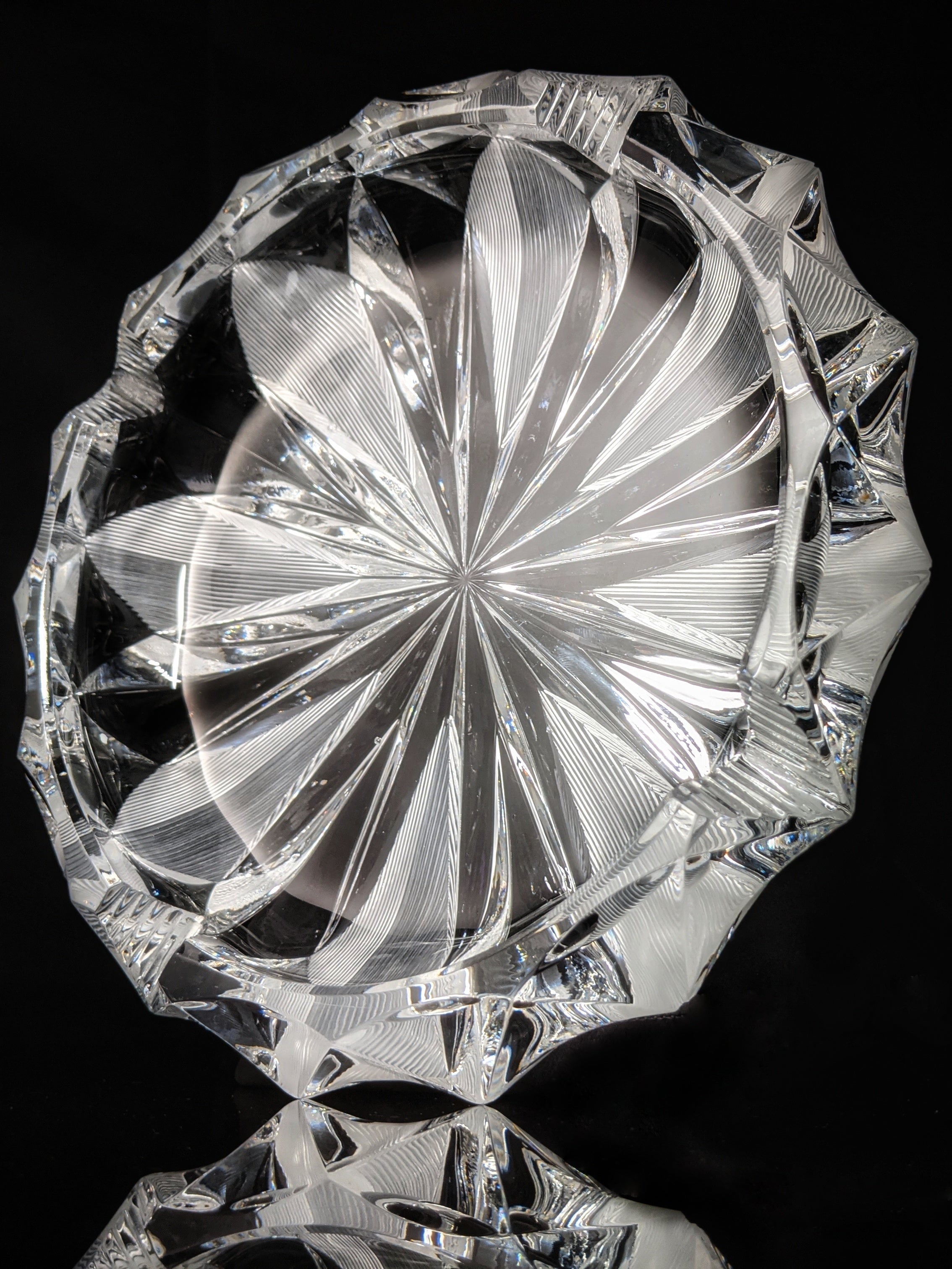 Cut Glass Round Ashtray 8" Diameter