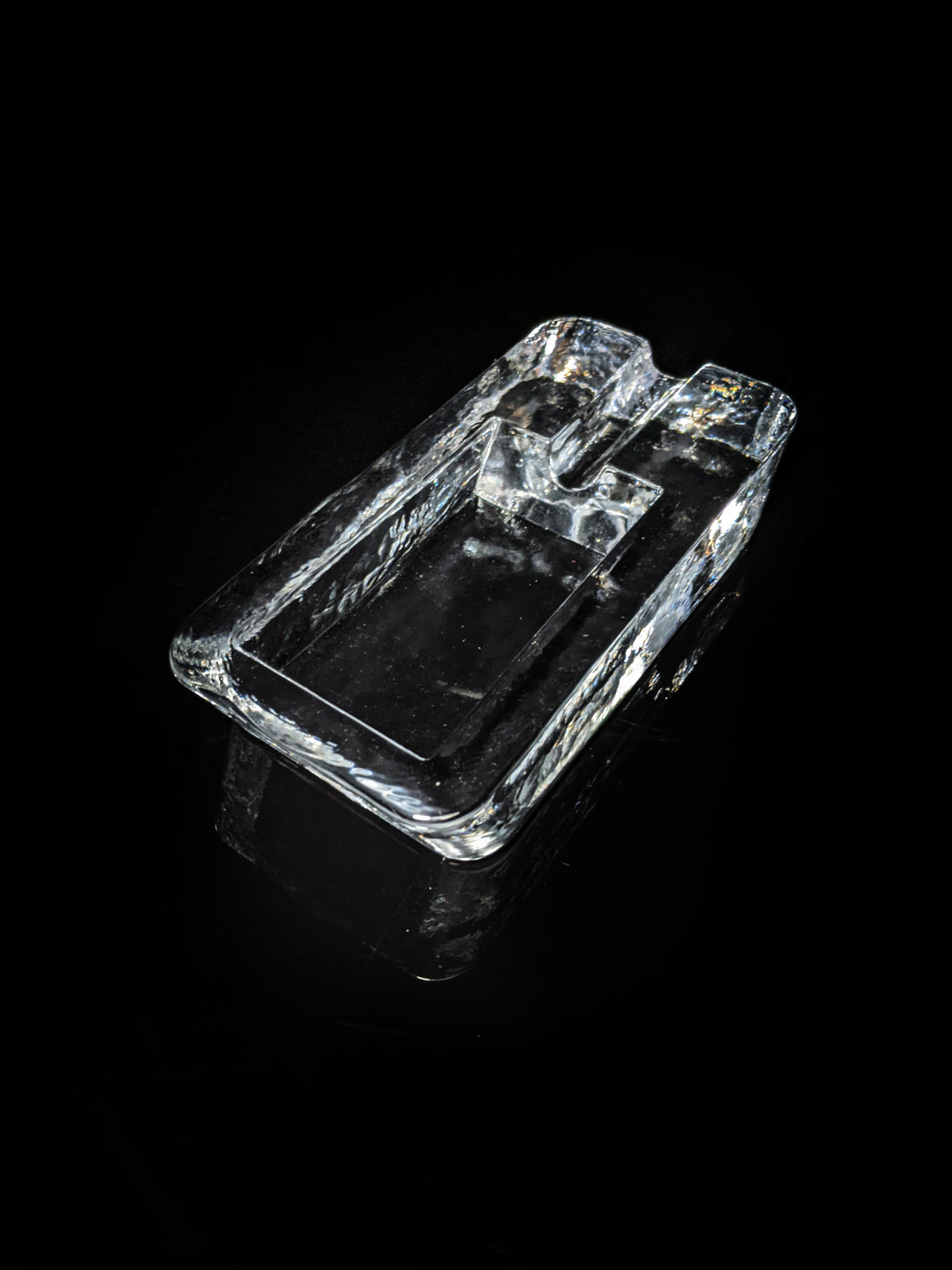 Heavy Clear Glass Cigar Ashtray Measures 7.5" L x 3.5" W x 1.5" H