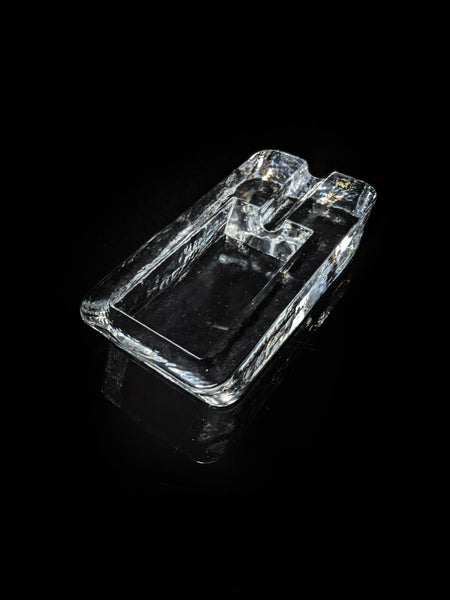 Heavy Clear Glass Cigar Ashtray Measures 7.5" L x 3.5" W x 1.5" H
