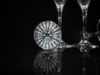 Faberge Crown Clear Cut Crystal Champagne Flutes Set of 6 NIB