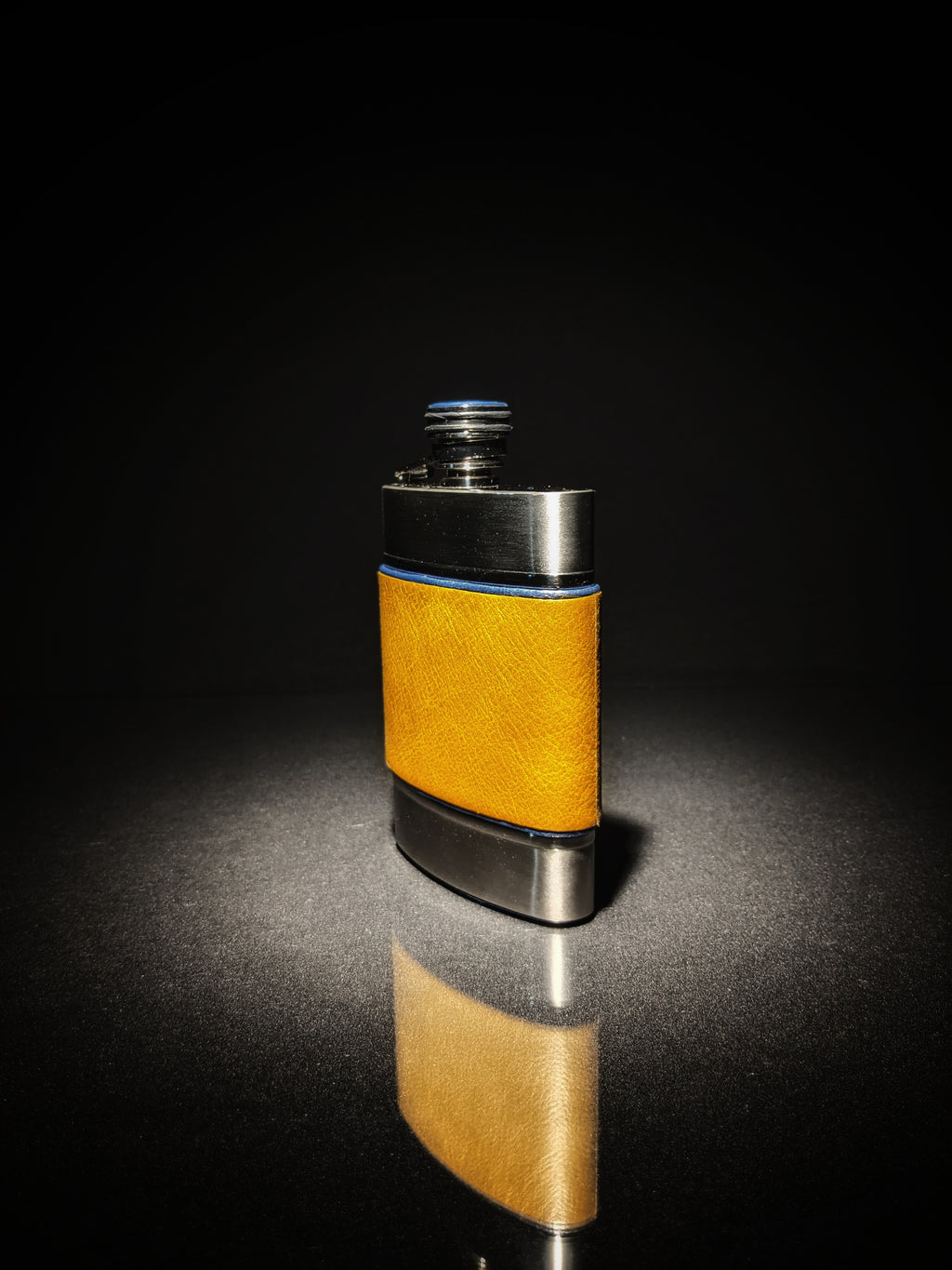 Brizard and Co. The 6 oz Flask - Blue and Camel Color Leather