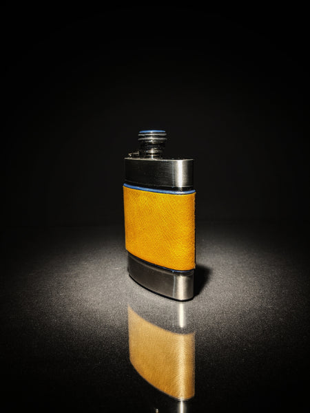 Brizard and Co. The 6 oz Flask - Blue and Camel Color Leather