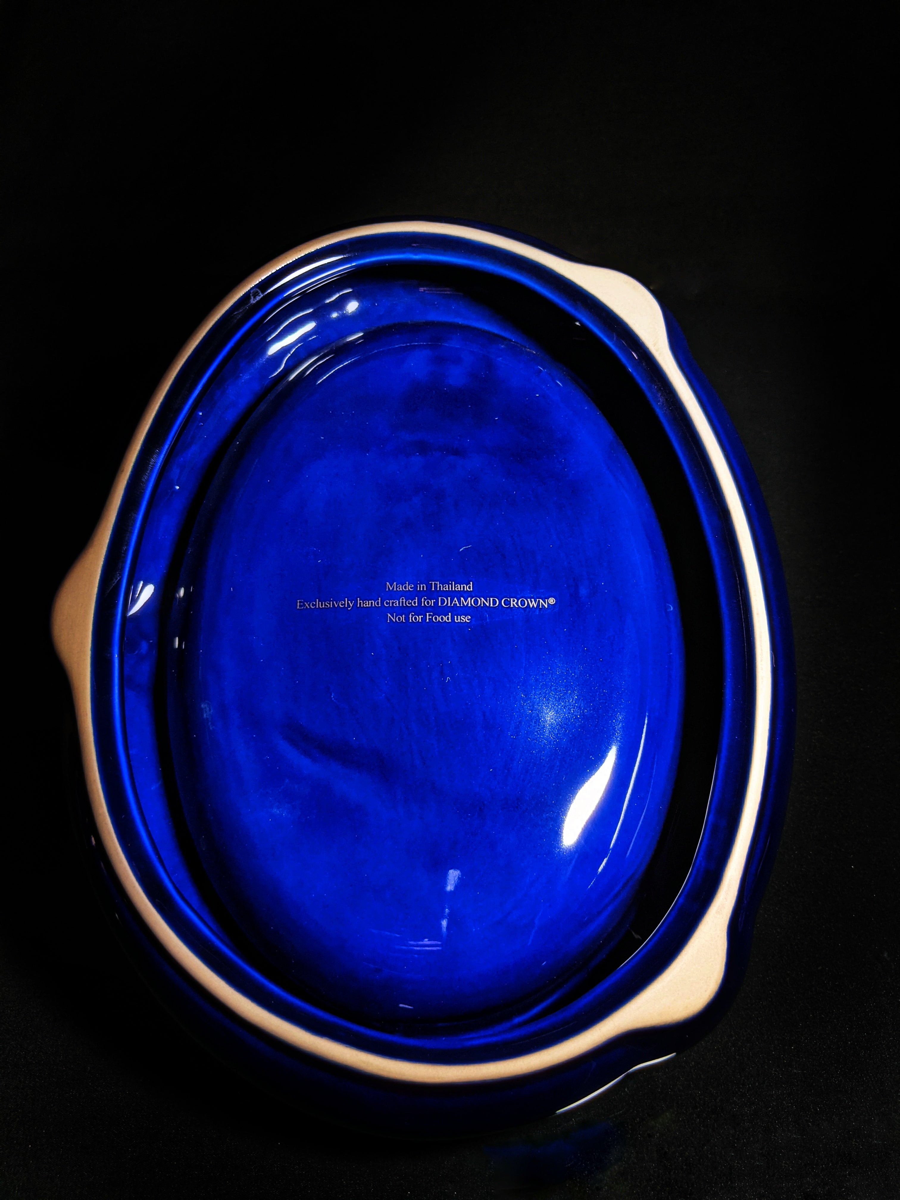 Diamond Crown Blue Ceramic Ashtray