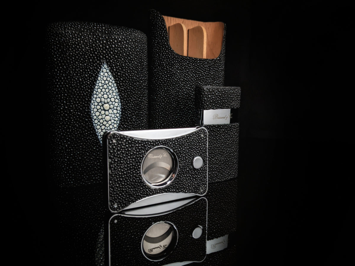 Brizard and Co. Stingray Cigar Case — with Matching Cutter & Lighter, New in Box
