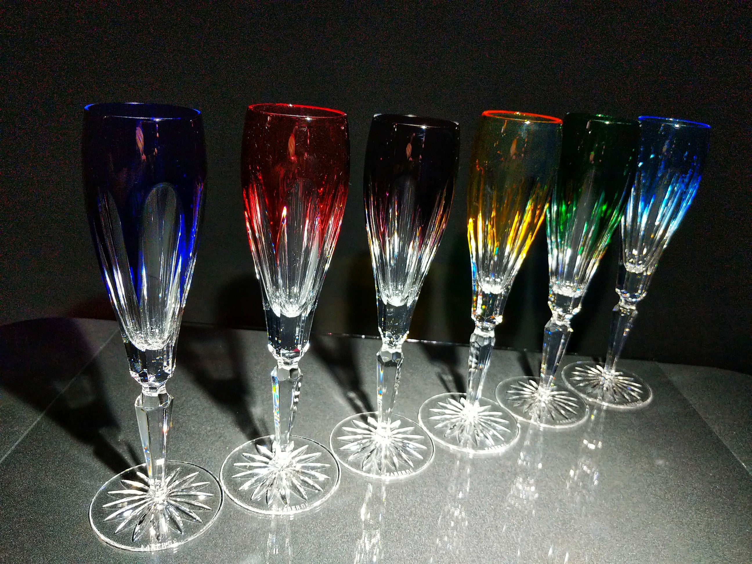 Faberge Lausanne Crystal Colored Flutes