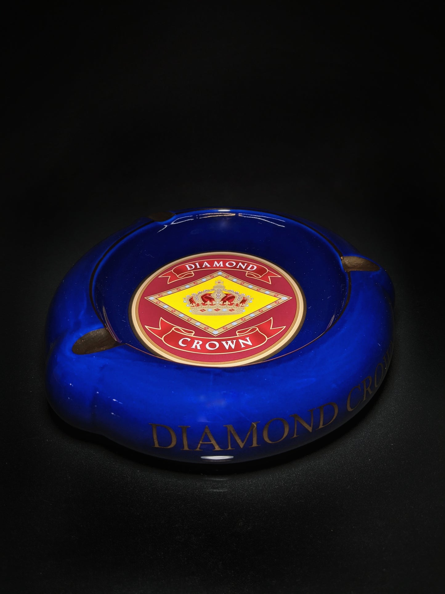 Diamond Crown Blue Ceramic Ashtray