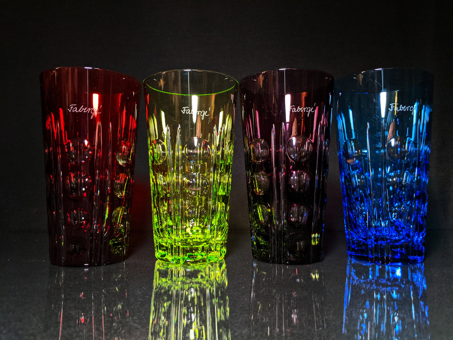 Faberge Crystal Colored Bubble Glasses