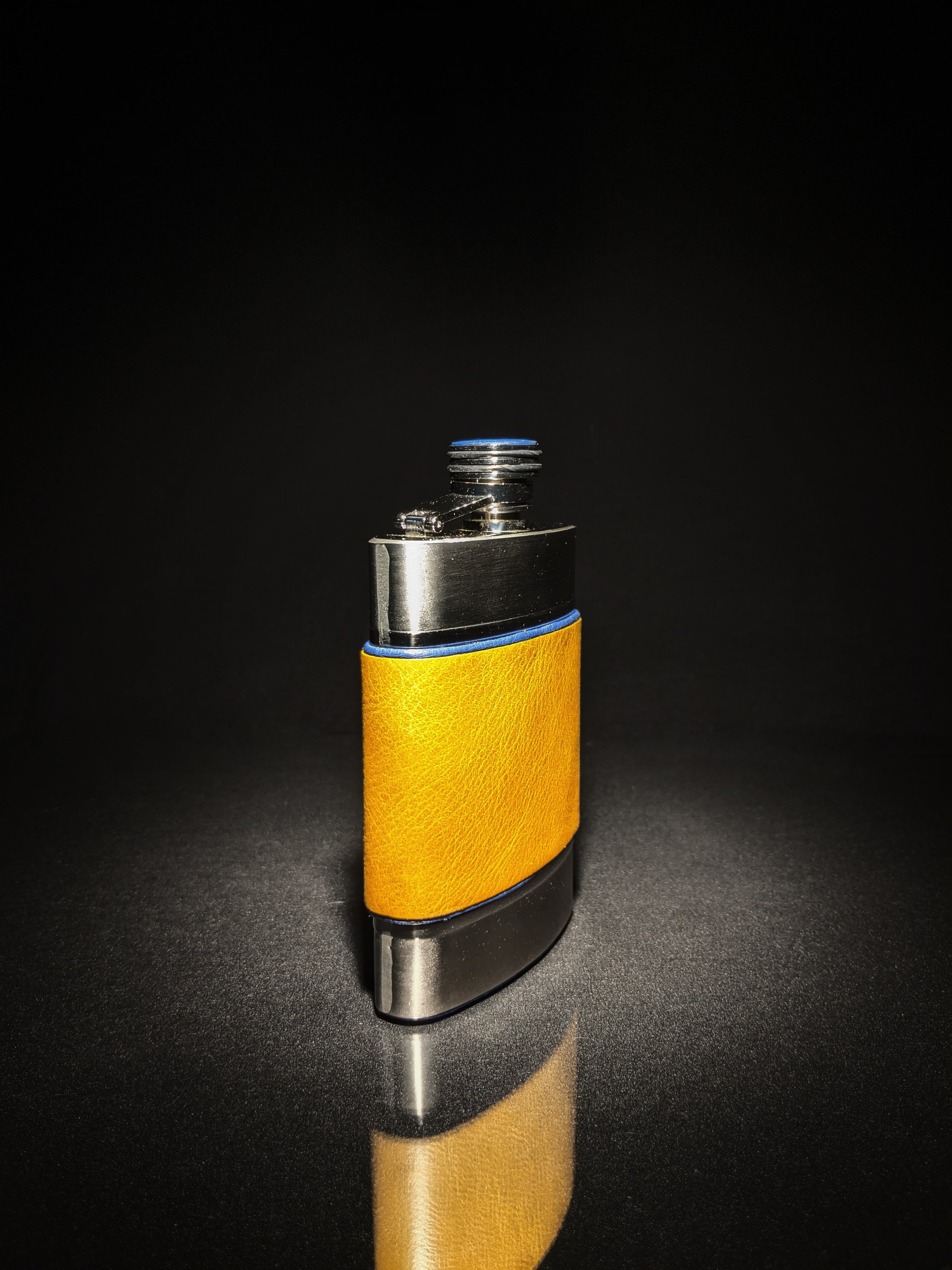 Brizard and Co. The 6 oz Flask - Blue and Camel Color Leather