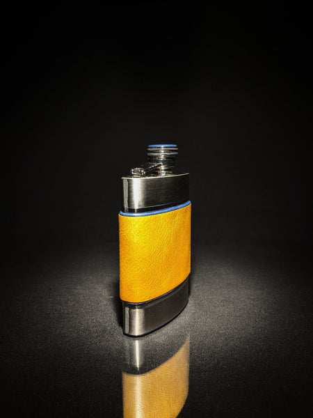 Brizard and Co. The 6 oz Flask - Blue and Camel Color Leather