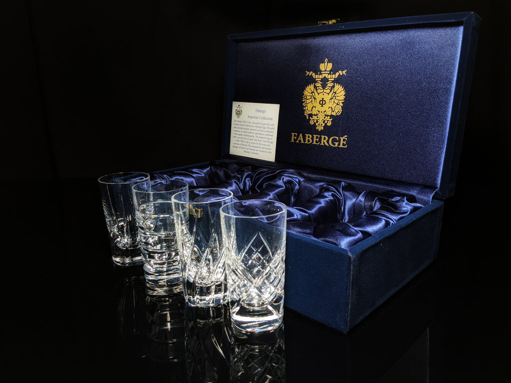 Faberge Clear Crystal Shot Glasses Set of 4
