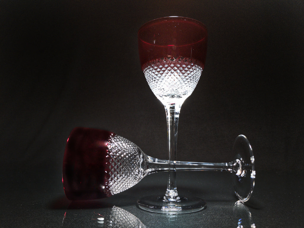 Faberge Crystal Red and Clear Goblets
