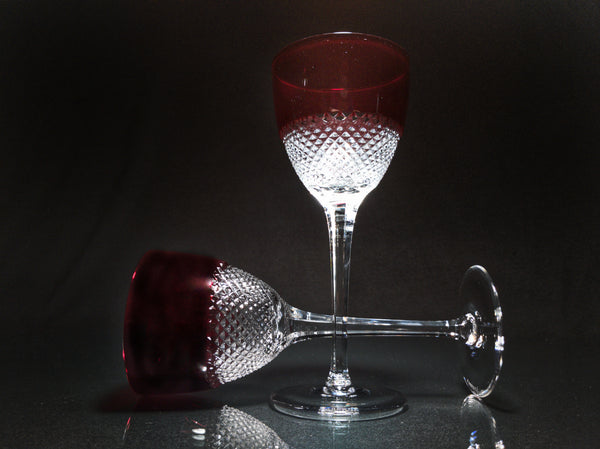 Faberge Crystal Red and Clear Goblets