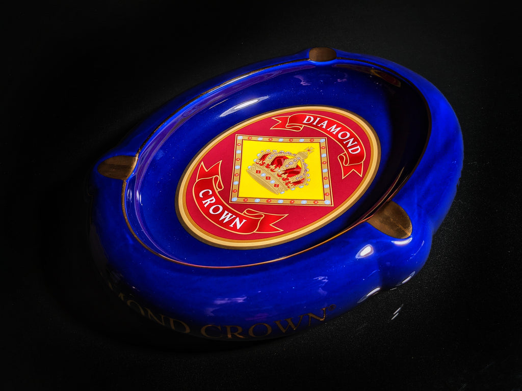 Diamond Crown Blue Ceramic Ashtray