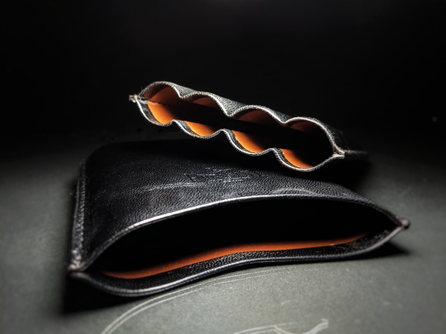 Pheasant Black Cabra Leather Cigar Holder Case